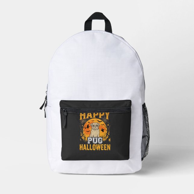 Happy Pug Halloween Spooky Dog Design_1 Printed Backpack (Front)