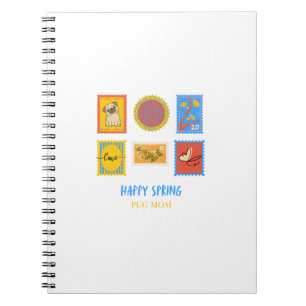 Happy Pug Spring Stamp  Notebook