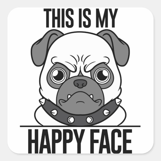 Happy Pug Sticker for Dog Lovers (Front)