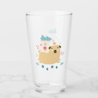 Happy Puggy Glass Tumbler