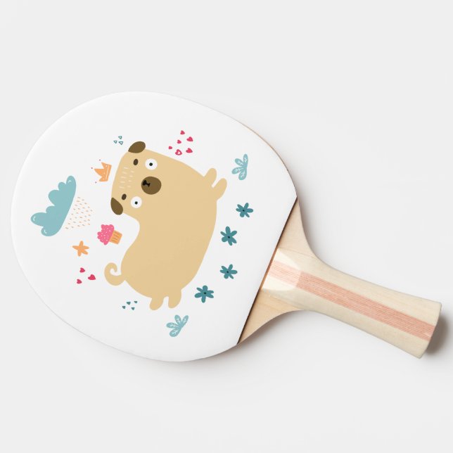 Happy Puggy Ping Pong Paddle (Back Side)