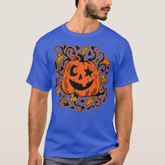 Happy Pumpkin in the Field Harvest Design for Kids T-Shirt