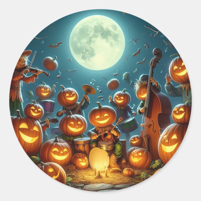 Happy Pumpkin Party Classic Round Sticker (Front)