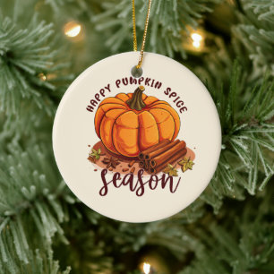 Happy Pumpkin Spice Season – Cozy Autumn Vibes Ceramic Ornament