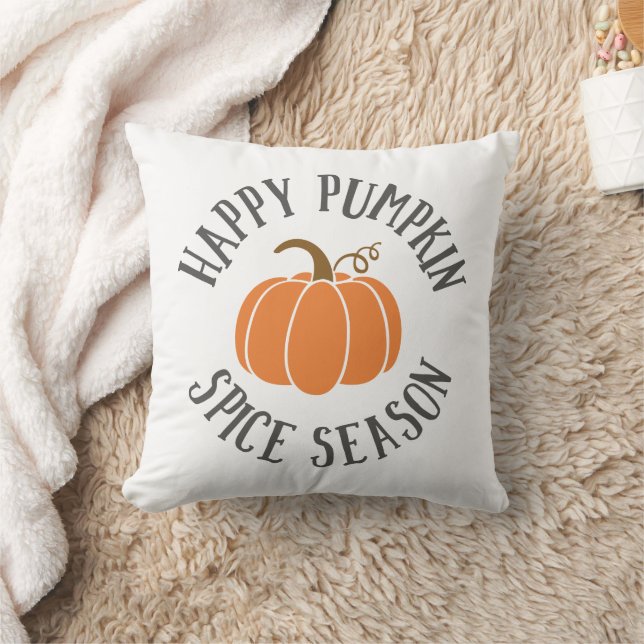 Happy Pumpkin Spice Season Throw Pillow (Blanket)