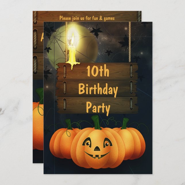 Happy Pumpkins 10th Birthday Party Invitation (Front/Back)