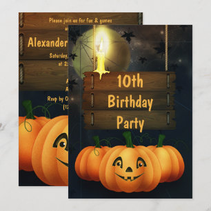 Happy Pumpkins 10th Birthday Party Invitation