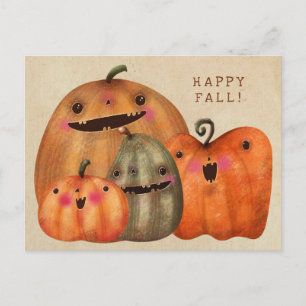 Happy Pumpkins  - Cute Halloween Postcard
