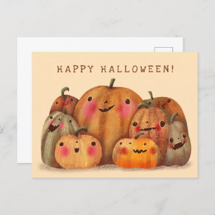 Happy Pumpkins  - Cute Halloween Postcard