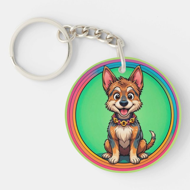 🌸 Happy Pup Colour Pop Fun Cute Charm Style 🌸 Keychain (Front)