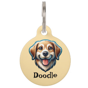 "Happy Pup Custom Tag - Add Name & Contact Info!"