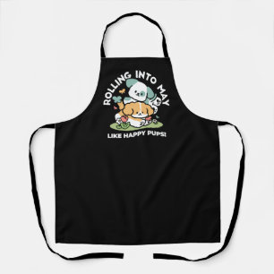 Happy Puppies Rolling Into May – Kawaii Dog Art Apron