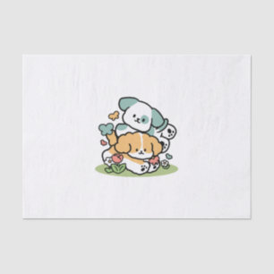 Happy Puppies Rolling Into May – Kawaii Dog Art Tissue Paper
