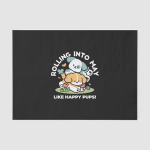 Happy Puppies Rolling Into May – Kawaii Dog Art Tissue Paper