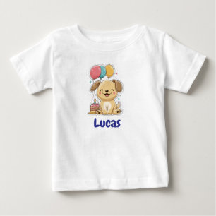 Happy Puppy, Boy, Let's Pawty, 1st Birthday  Baby T-Shirt