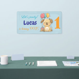 Happy Puppy, Boy, Let's Pawty, 1st Birthday  Banner