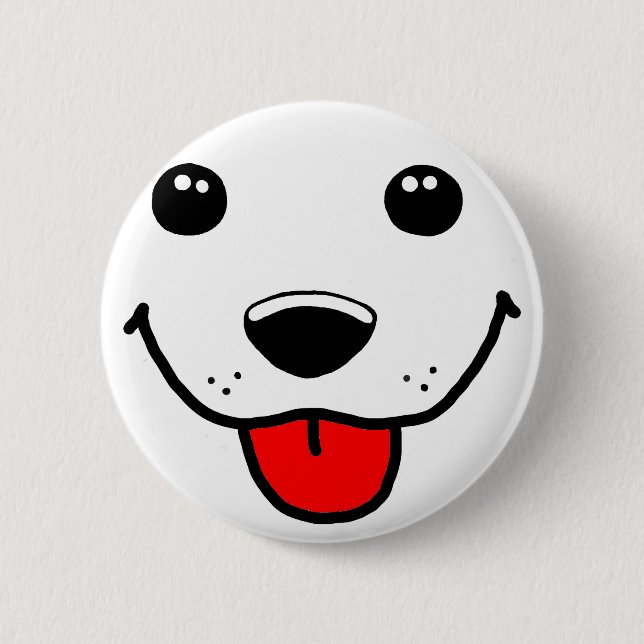 Happy Puppy Face 2 Inch Round Button (Front)