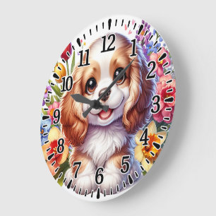 Happy puppy large clock