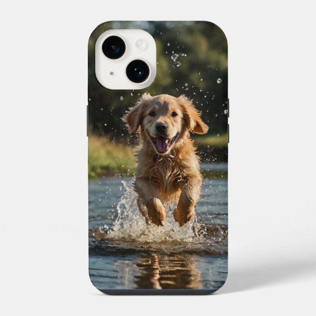 Happy Puppy Splash iPhone Case (Back)