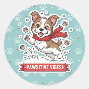 Happy Puppy Winter Snow Sticker
