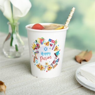 Happy Purim Basket Gifts, Decoration, Ornaments Paper Cups