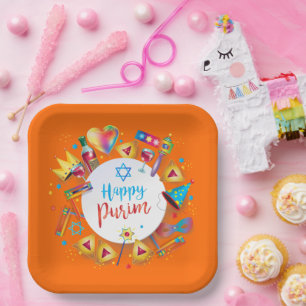 Happy Purim Basket Gifts, Decoration, Ornaments Paper Plate