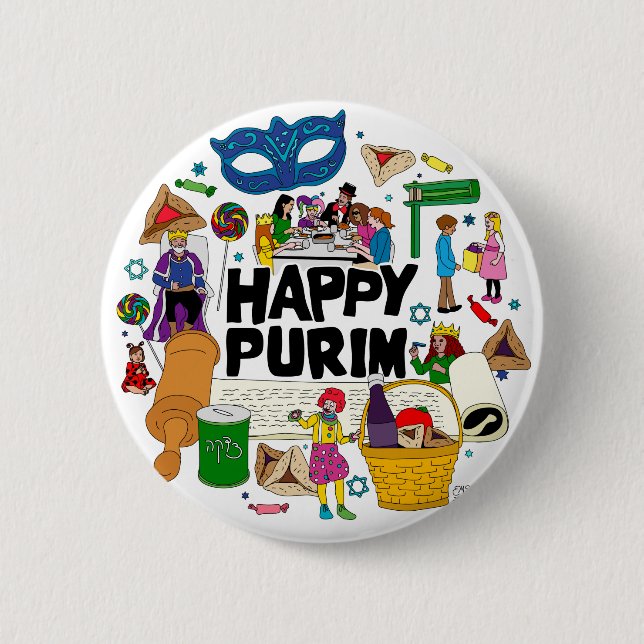 Happy Purim Button (Front)
