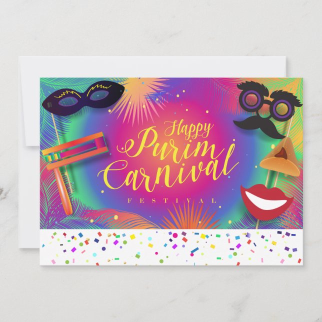 Happy Purim Carnival Holiday Card (Front)