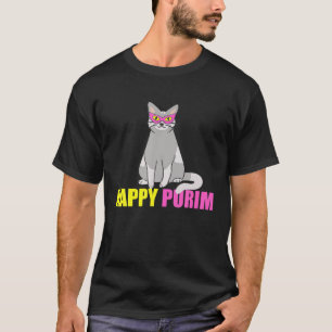Happy Purim Cat Funny Costume Jewish Holiday Purim T-Shirt