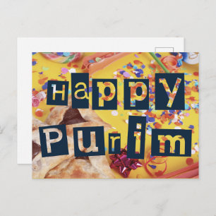 Happy Purim Colourful Jewish Holiday  Postcard