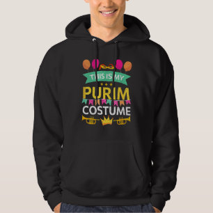Happy Purim Costume Idea Cute Mask Hebrew Jewish H Hoodie