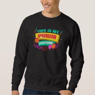 Happy Purim Costume Idea Cute Mask Hebrew Jewish H Sweatshirt
