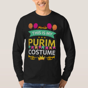 Happy Purim Costume Idea Cute Mask Hebrew Jewish H T-Shirt