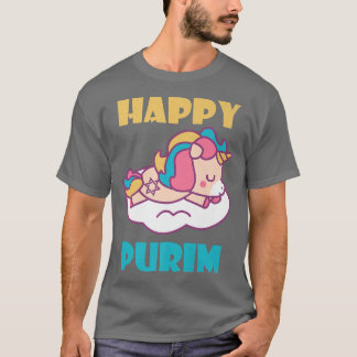 Happy Purim Costume Idea Kids Unicorn Hebrew Jewis T-Shirt