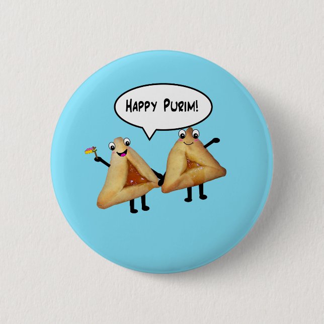 Happy Purim - customizable background colour 2 Inch Round Button (Front)