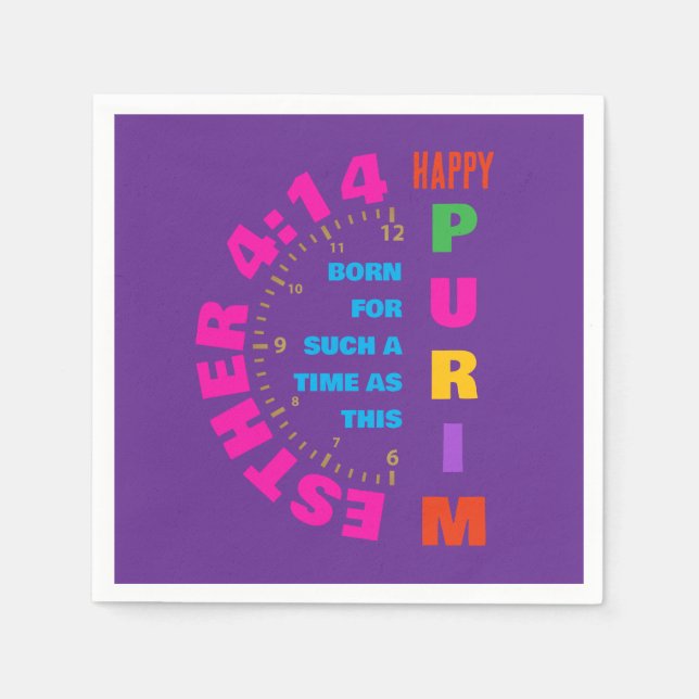 HAPPY PURIM Esther 4:14 For Such A Time As This Napkin (Front)