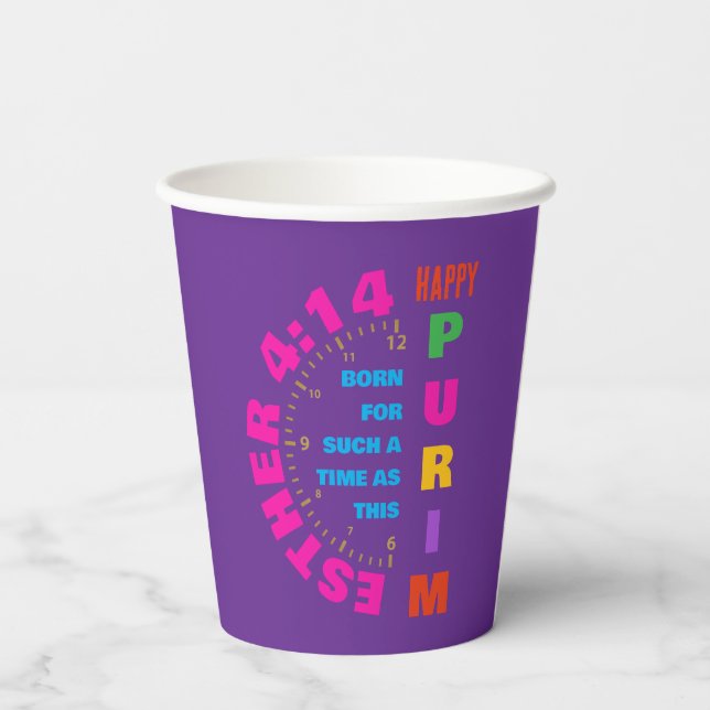 HAPPY PURIM Esther 4:14 For Such A Time As This  Paper Cups (Back)