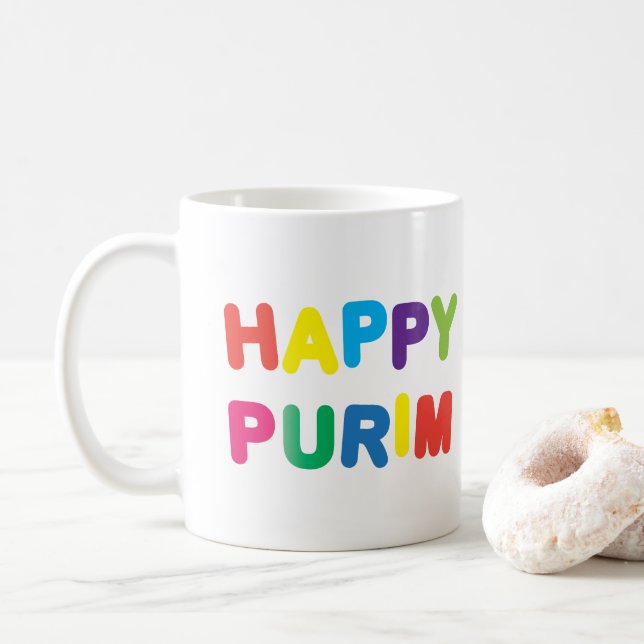 Happy Purim Festival Kids Party Pattern Coffee Mug (With Donut)