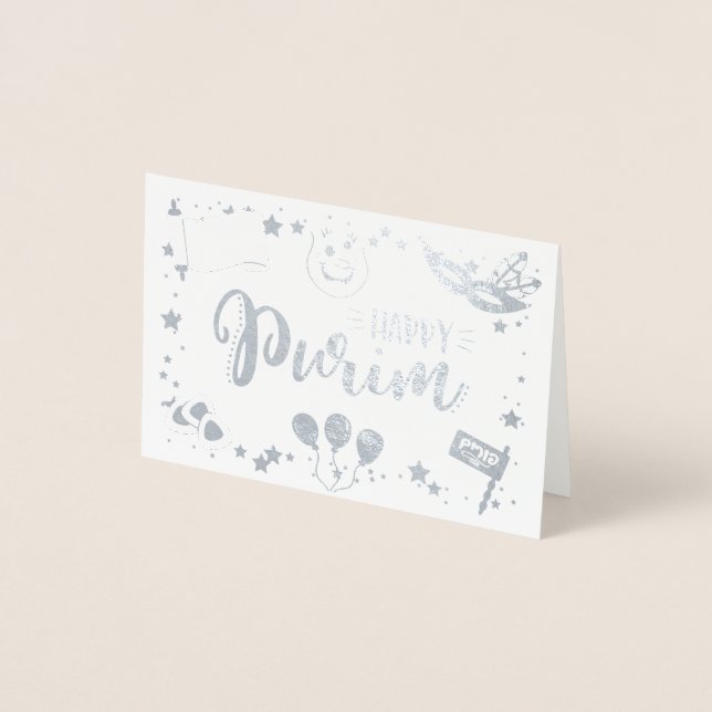 Happy Purim Foil Card (Front)