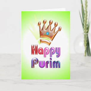 Happy Purim fun Crown with Star of David Card