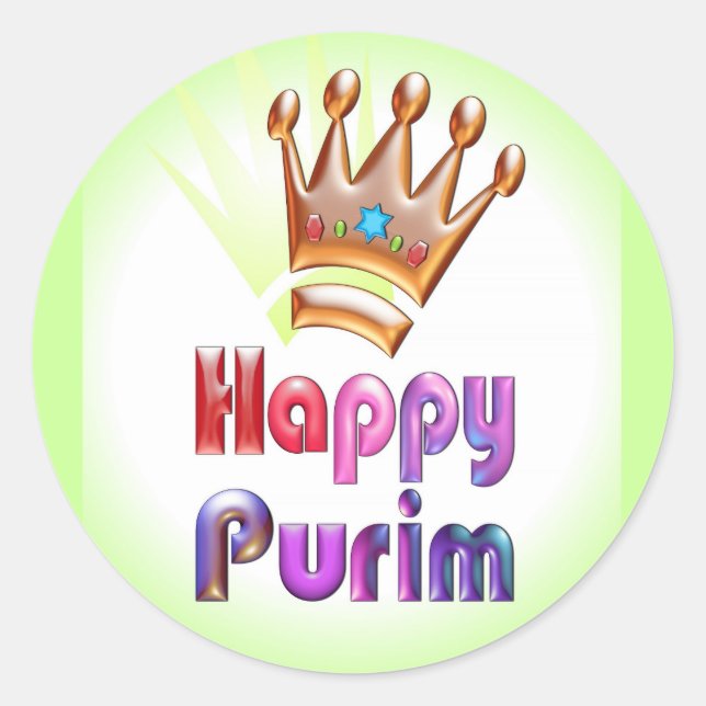 Happy Purim fun sticker Crown with Star of David (Front)