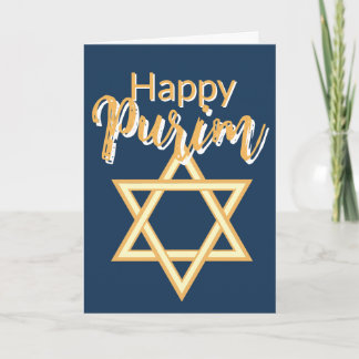 Happy Purim Greeting Card - Star of David Blue 