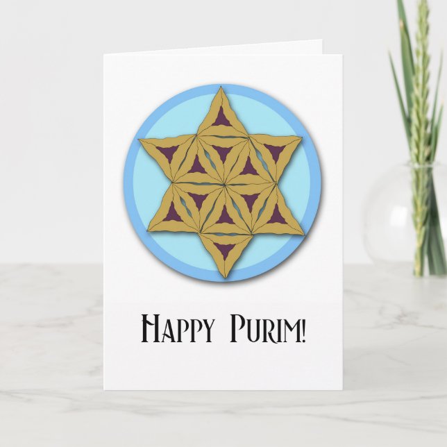 Happy Purim Hamantaschen Cookies Star of David Card (Front)