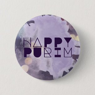 HAPPY PURIM in Purple 2 Inch Round Button