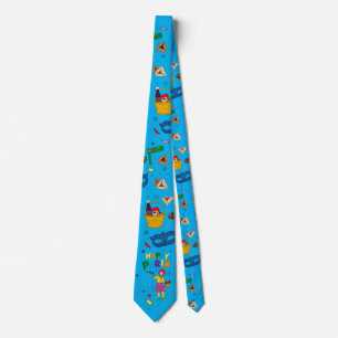 Happy Purim Neck Tie - Blue