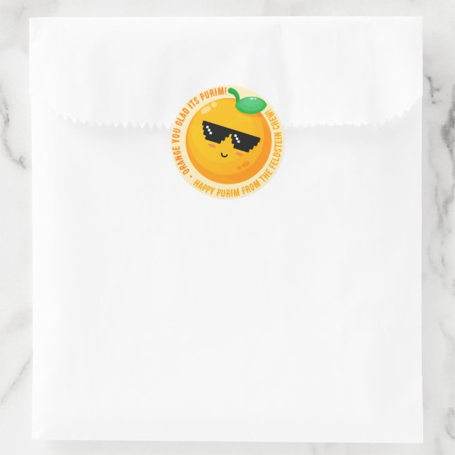 Happy Purim Orange vous Glad Round Sticker (Sac)