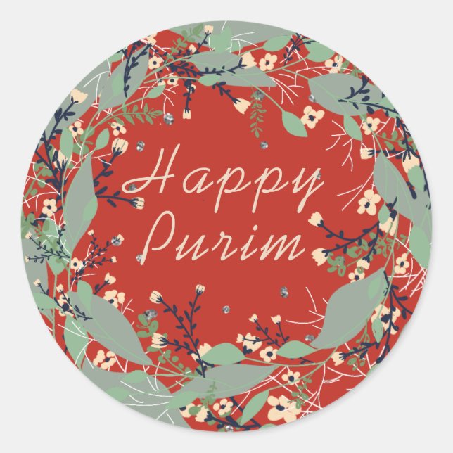 Happy Purim Personnaliser autocollant juif (Devant)