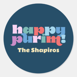 Happy Purim sameach étiquettes pour manot de pêche