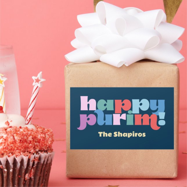 Happy Purim Sameach label for mishloach manot (Party)