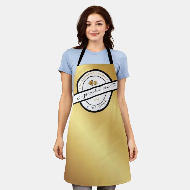 HAPPY PURIM Script Personalized Apron (Worn)